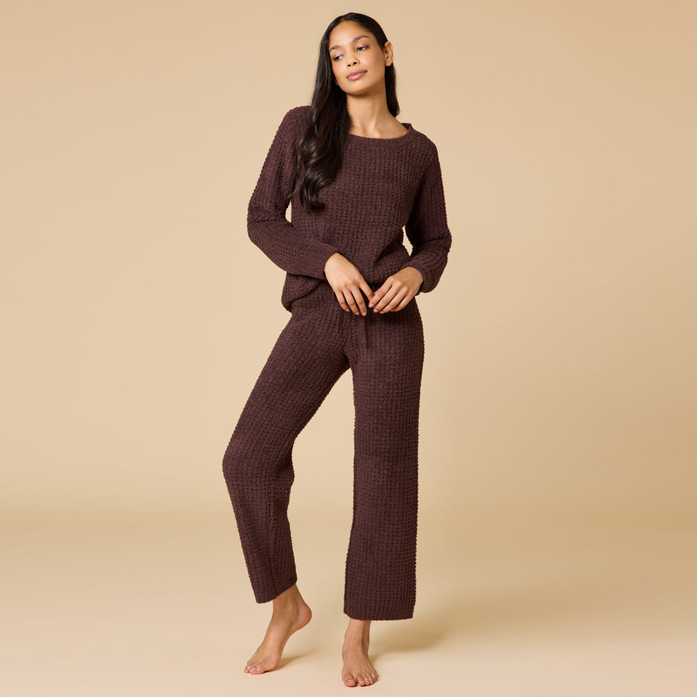 Waffle Knit Marshmallow Boatneck Lounge Set Waffle Marshmallow Boatneck Lounge Set in Espresso