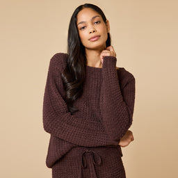 Waffle Knit Marshmallow Boatneck Lounge Set Waffle Marshmallow Boatneck Lounge Set in Espresso