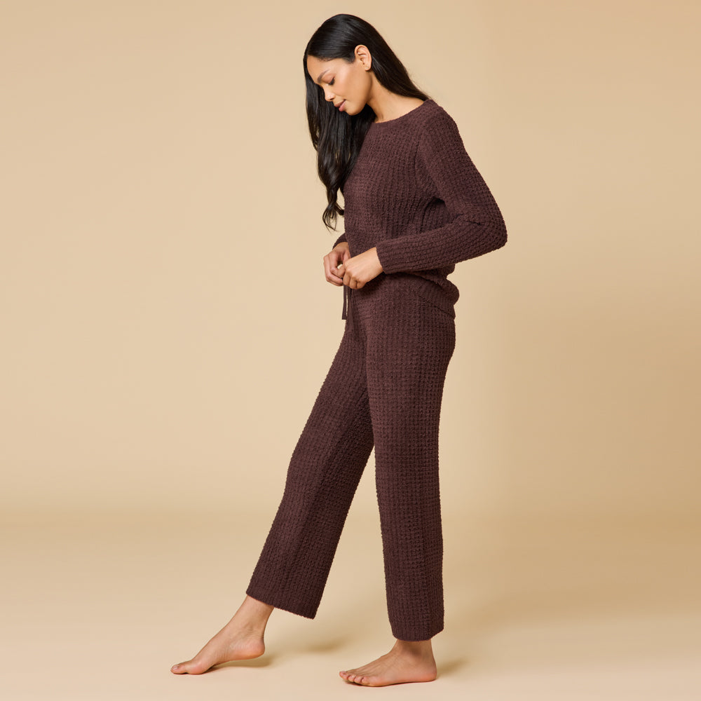 Waffle Knit Marshmallow Boatneck Lounge Set Waffle Marshmallow Boatneck Lounge Set in Espresso