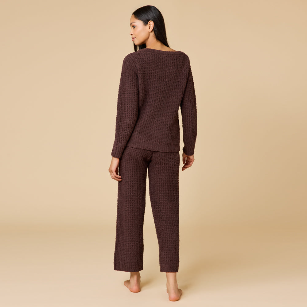 Waffle Knit Marshmallow Boatneck Lounge Set Waffle Marshmallow Boatneck Lounge Set in Espresso