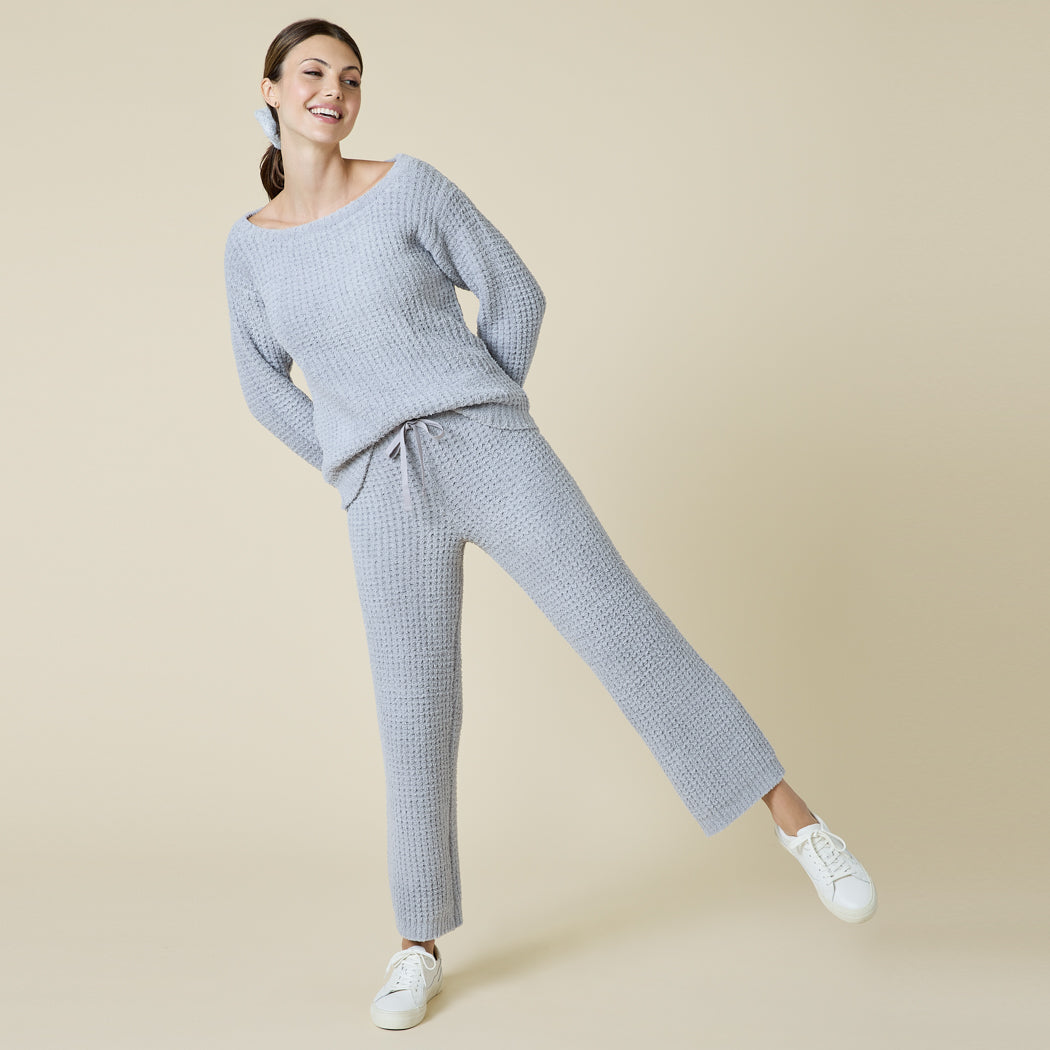 Marshmallow Waffle Boatneck Lounge Set Grey