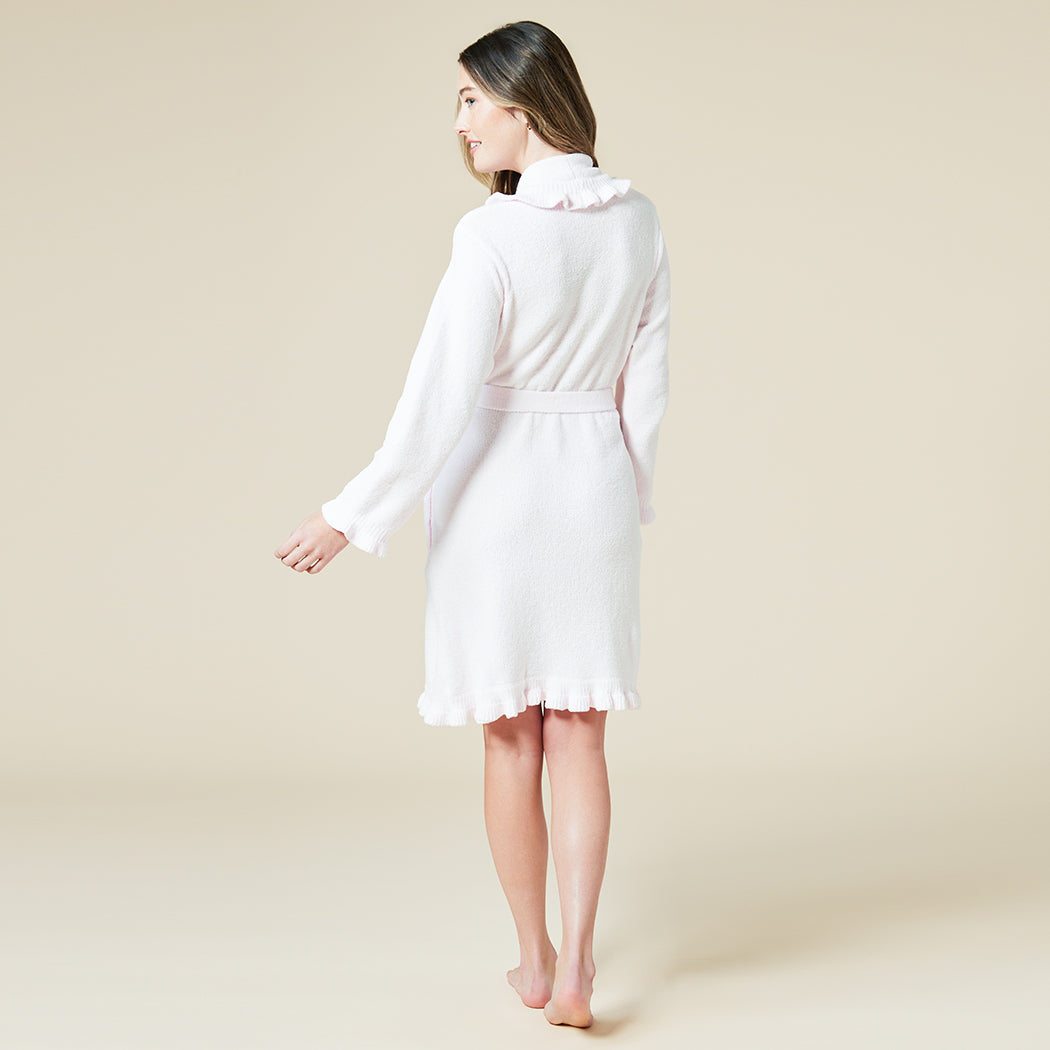 36" Ruffle Chenille Robe Light Pink