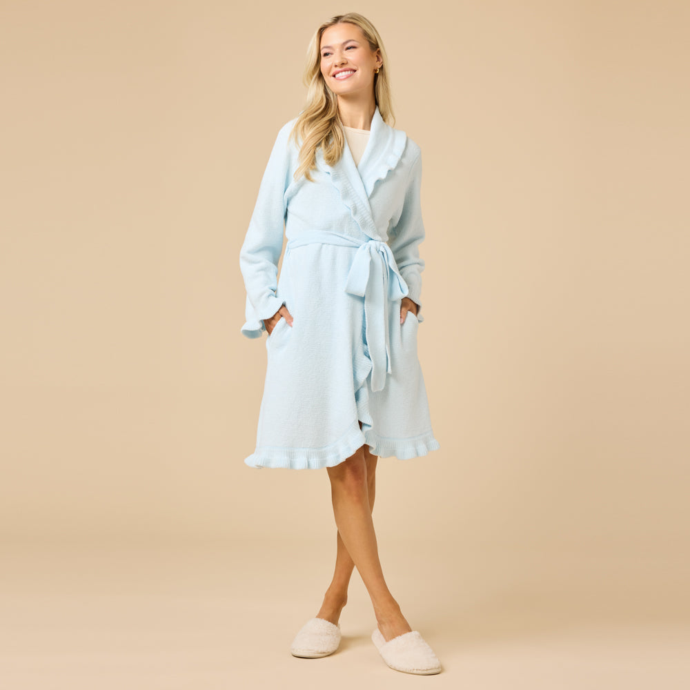 36" Ruffle Chenille Robe 36" Ruffle Chenille Robe in Light Blue