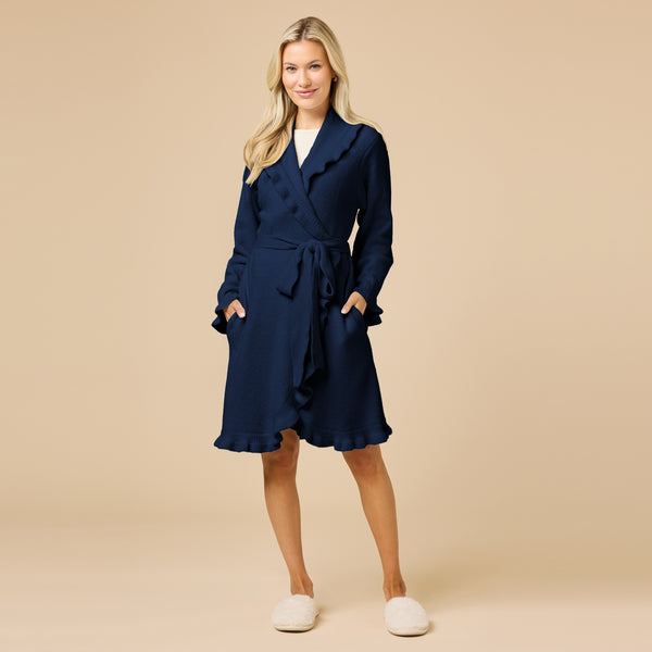 36" Ruffle Chenille Robe in Midnight