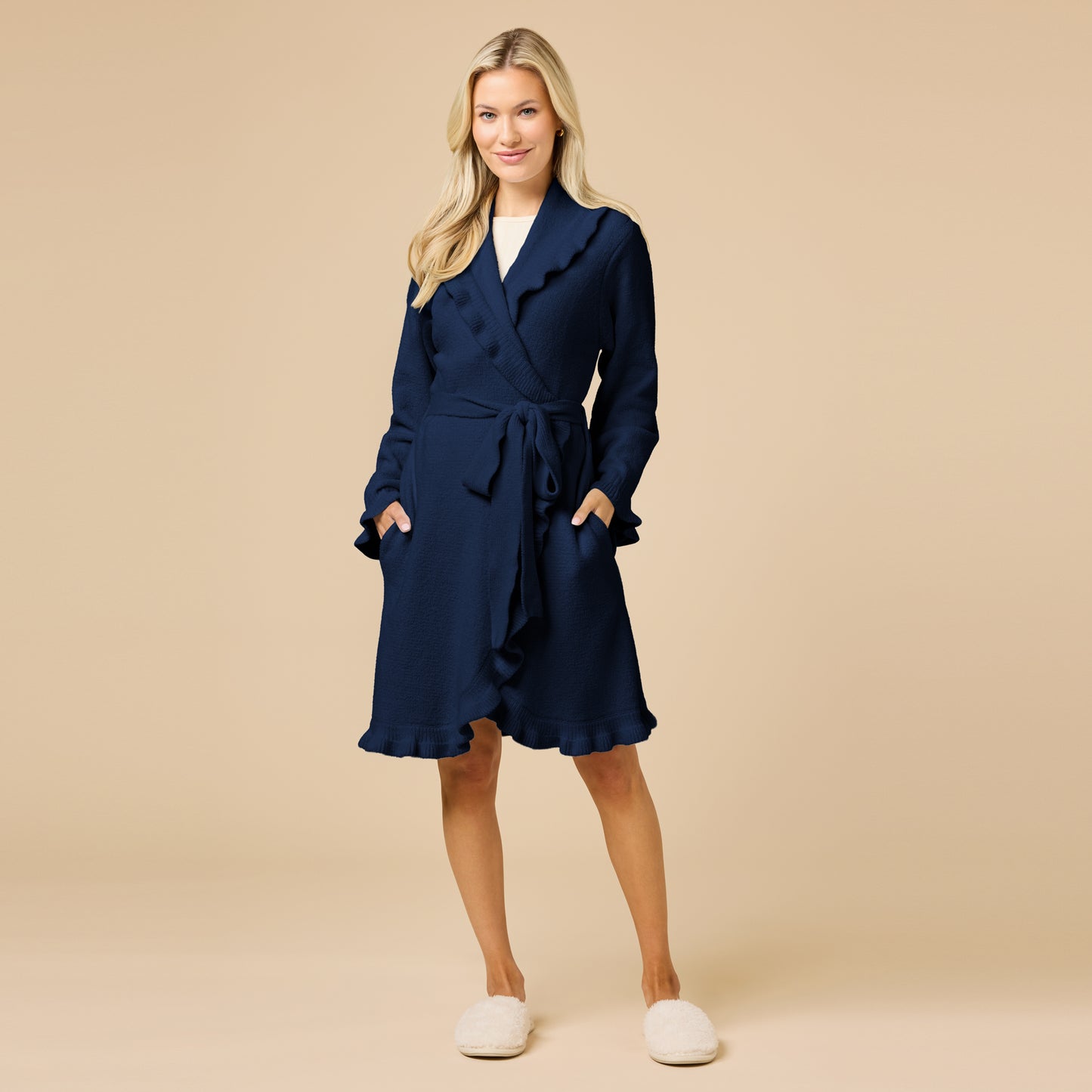 36" Ruffle Chenille Robe in Midnight