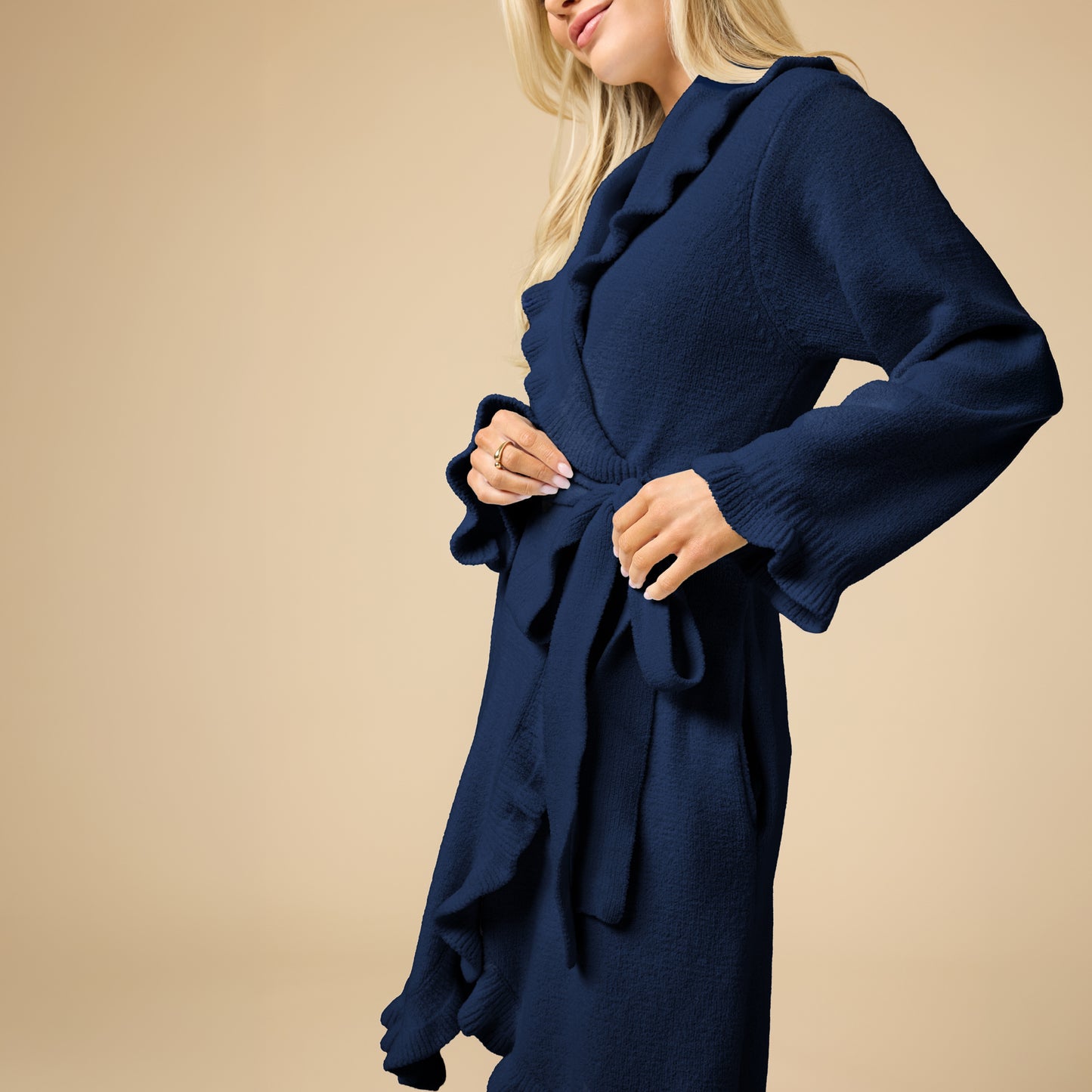 36" Ruffle Chenille Robe in Midnight