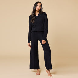 Ultra-Marshmallow Shawl Collar with Pintuck Pant Ultra-Marshmallow Shawl Collar with Pintuck Pant in Black