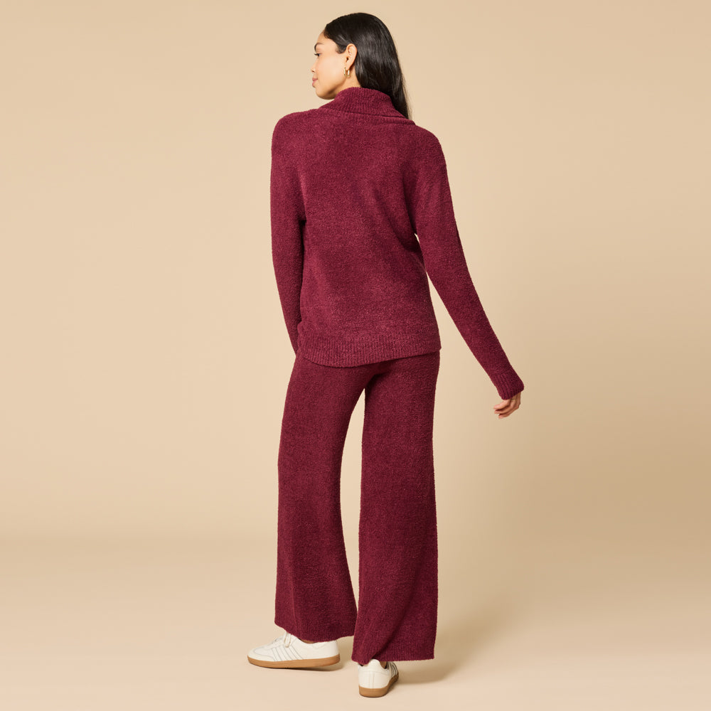 Ultra-Marshmallow Shawl Collar with Pintuck Pant Cherry Cola