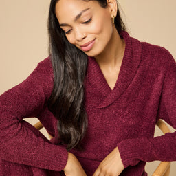 Ultra-Marshmallow Shawl Collar with Pintuck Pant Ultra-Marshmallow Shawl Collar with Pintuck Pant in Cherry Cola