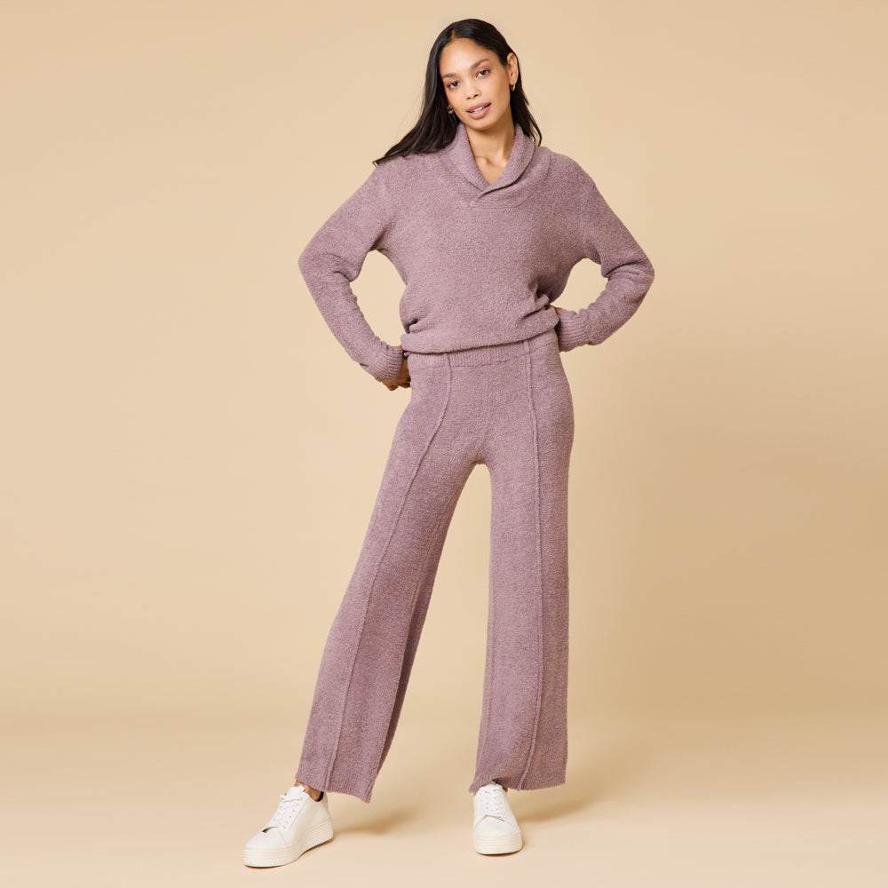 Ultra-Marshmallow Shawl Collar with Pintuck Pant Driftwood