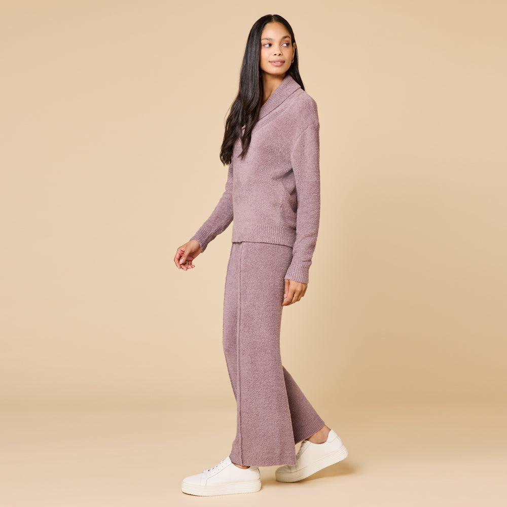 Ultra-Marshmallow Shawl Collar with Pintuck Pant Driftwood