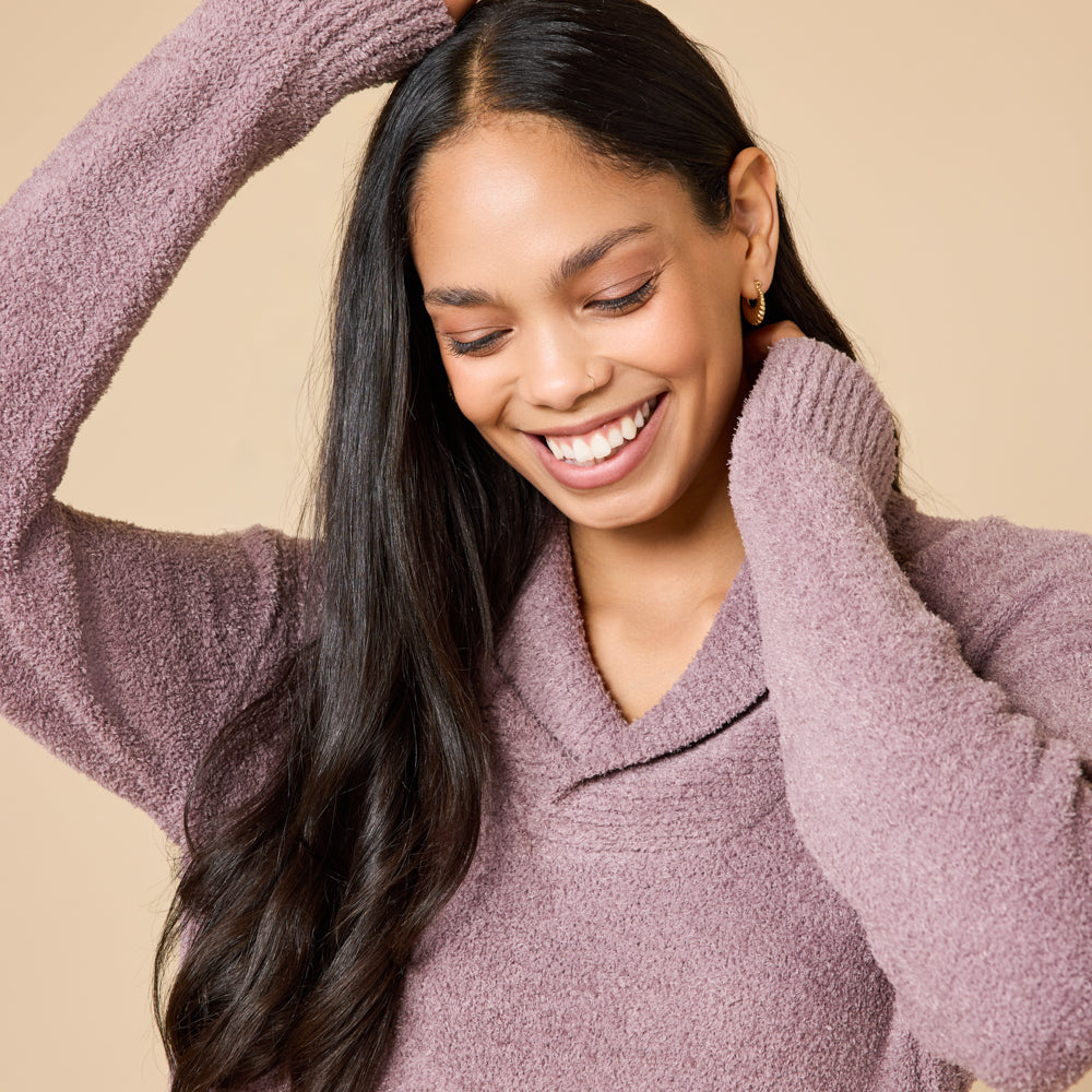 Ultra-Marshmallow Shawl Collar with Pintuck Pant Driftwood