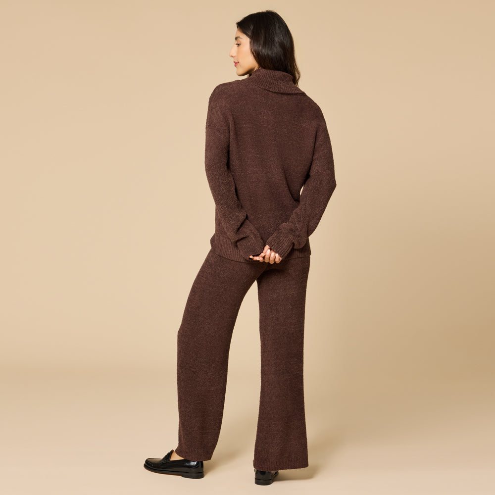 Ultra-Marshmallow Shawl Collar with Pintuck Pant Espresso