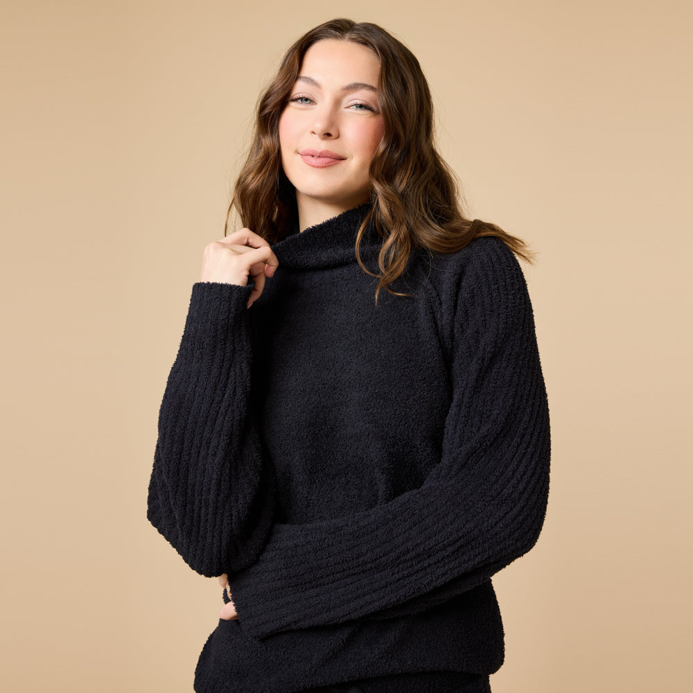 Marshmallow Rib Mock Neck with Long Pant Marshmallow Rib Mock Neck with Long Pant in Black