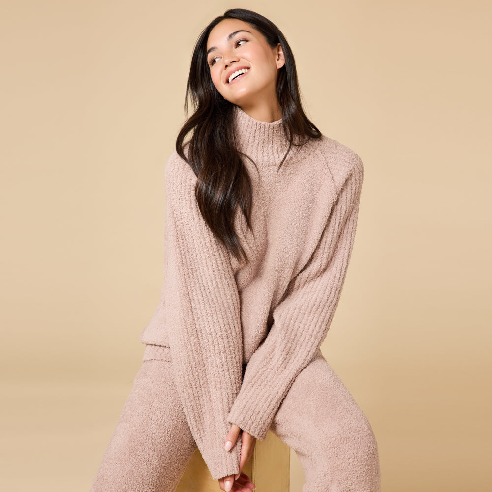 Marshmallow Rib Mock Neck with Long Pant Coco