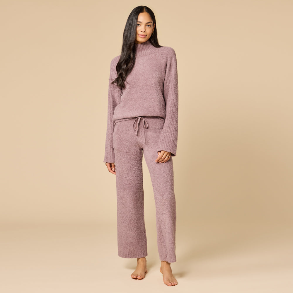 Marshmallow Rib Mock Neck with Long Pant Driftwood