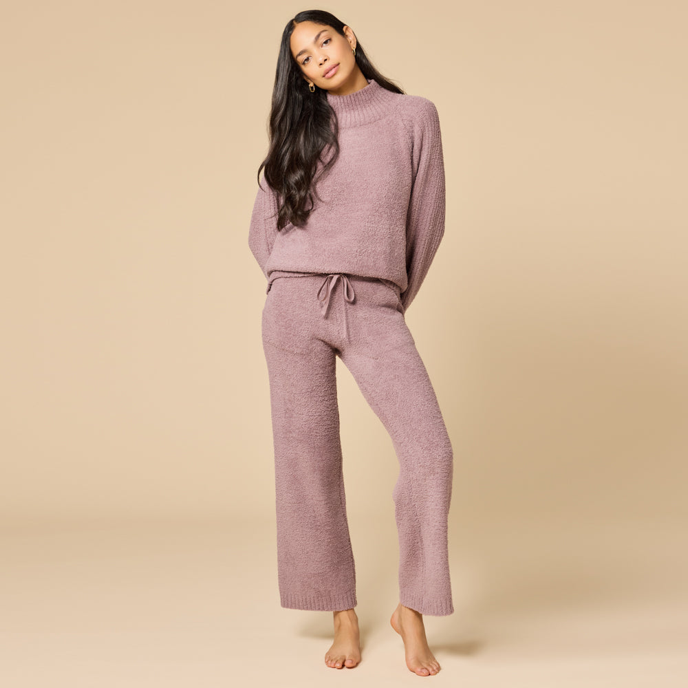 Marshmallow Rib Mock Neck with Long Pant Driftwood