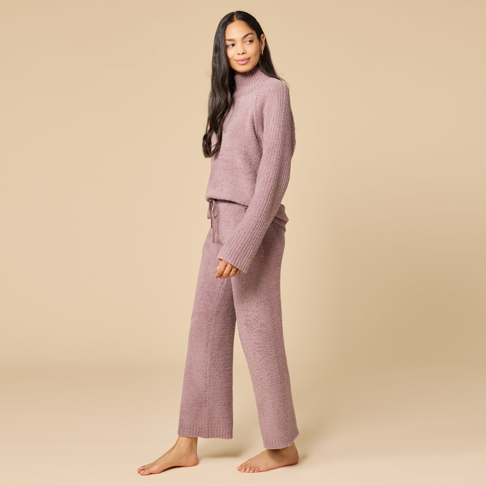 Marshmallow Rib Mock Neck with Long Pant Driftwood
