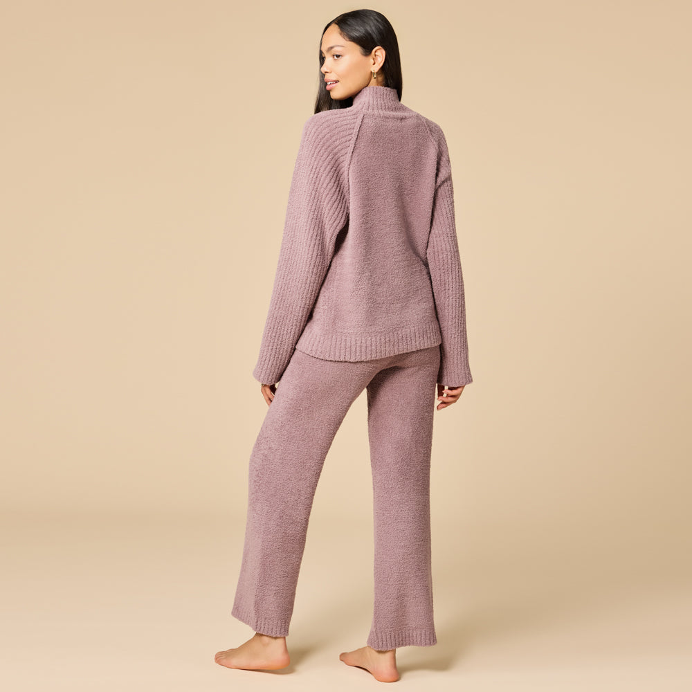 Marshmallow Rib Mock Neck with Long Pant Driftwood