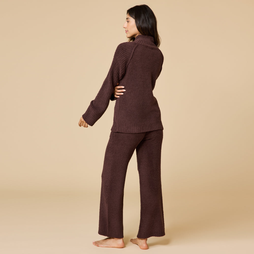 Marshmallow Rib Mock Neck with Long Pant Espresso