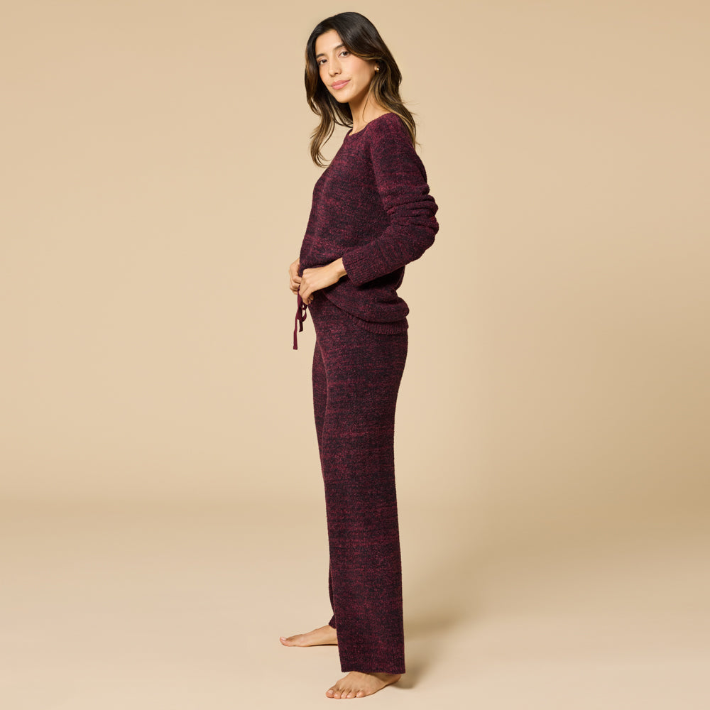 Marshmallow Crew Neck Lounge Set Dark Heather Cherry Cola