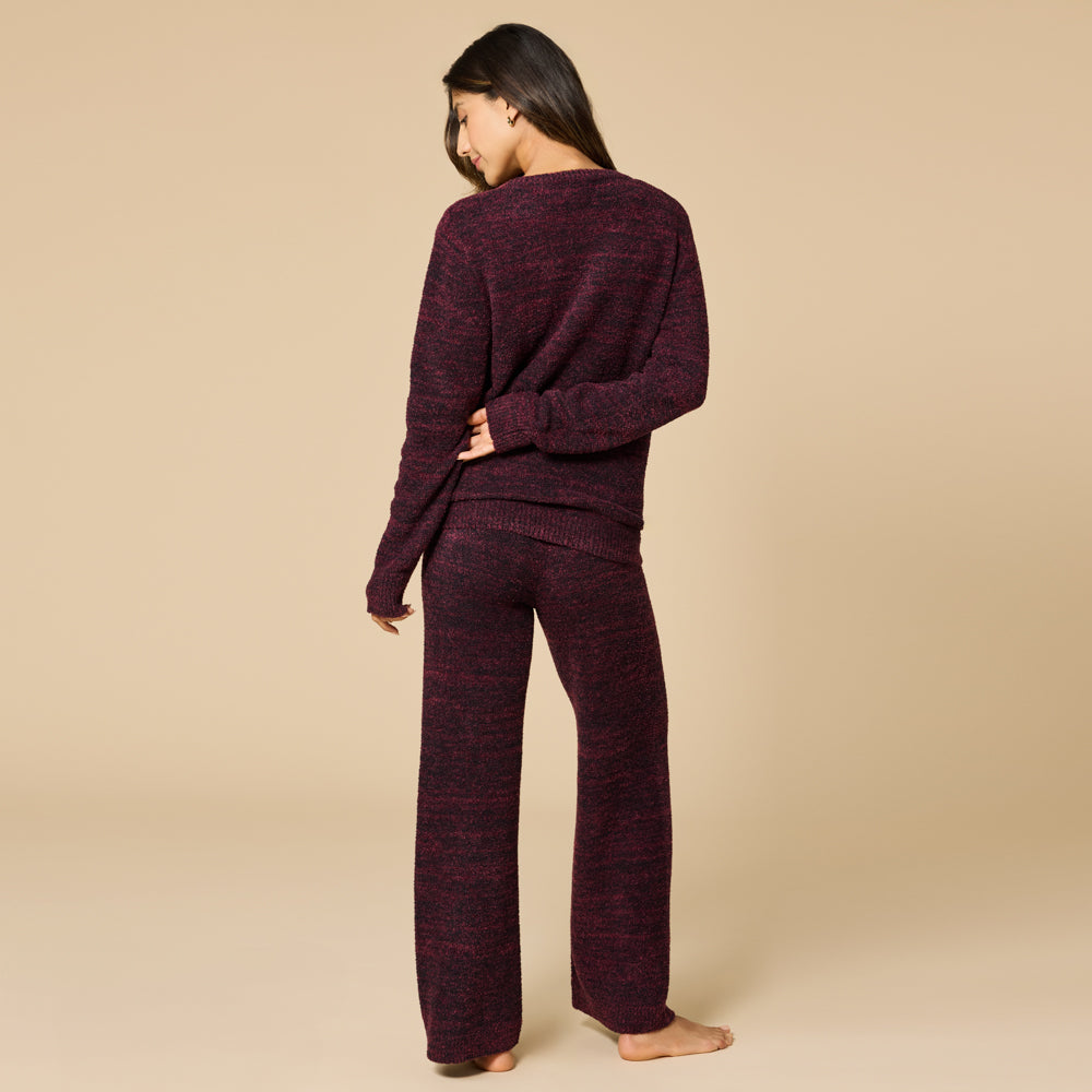 Marshmallow Crew Neck Lounge Set Dark Heather Cherry Cola