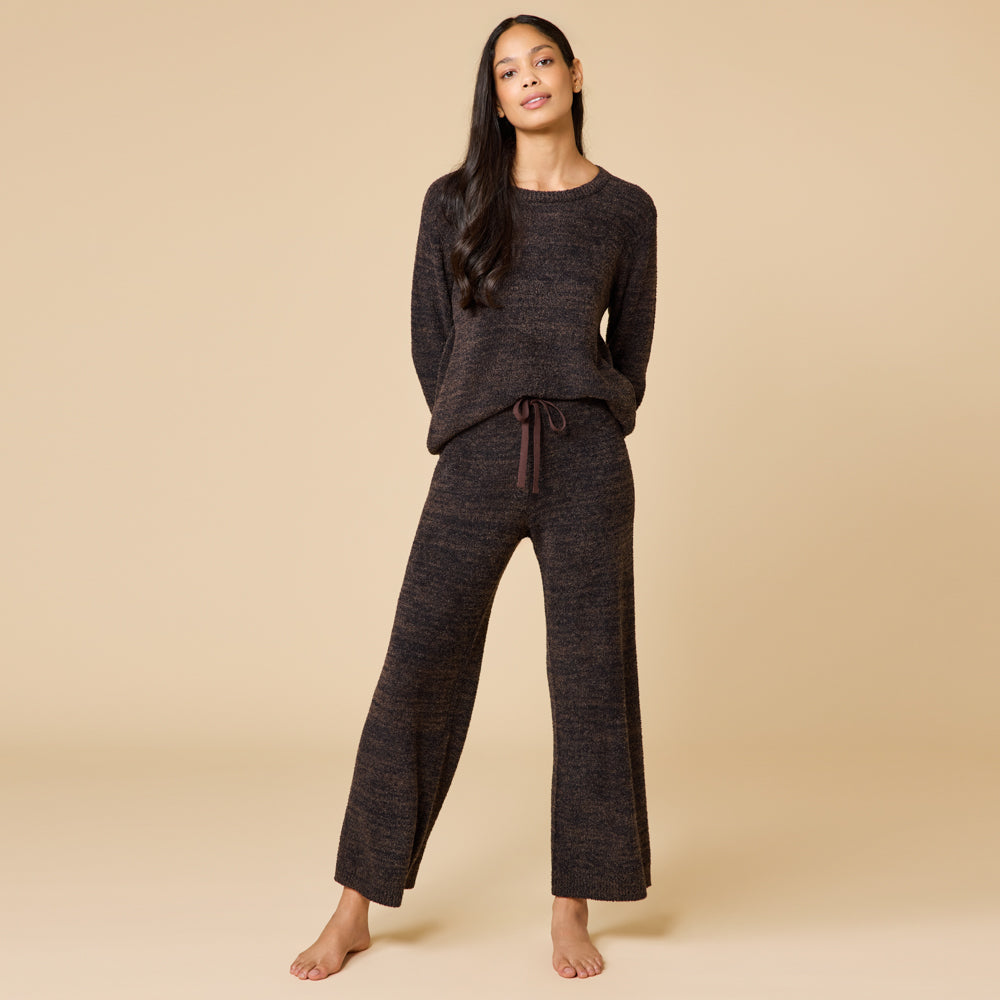 Marshmallow Crew Neck Lounge Set Dark Heather Espresso