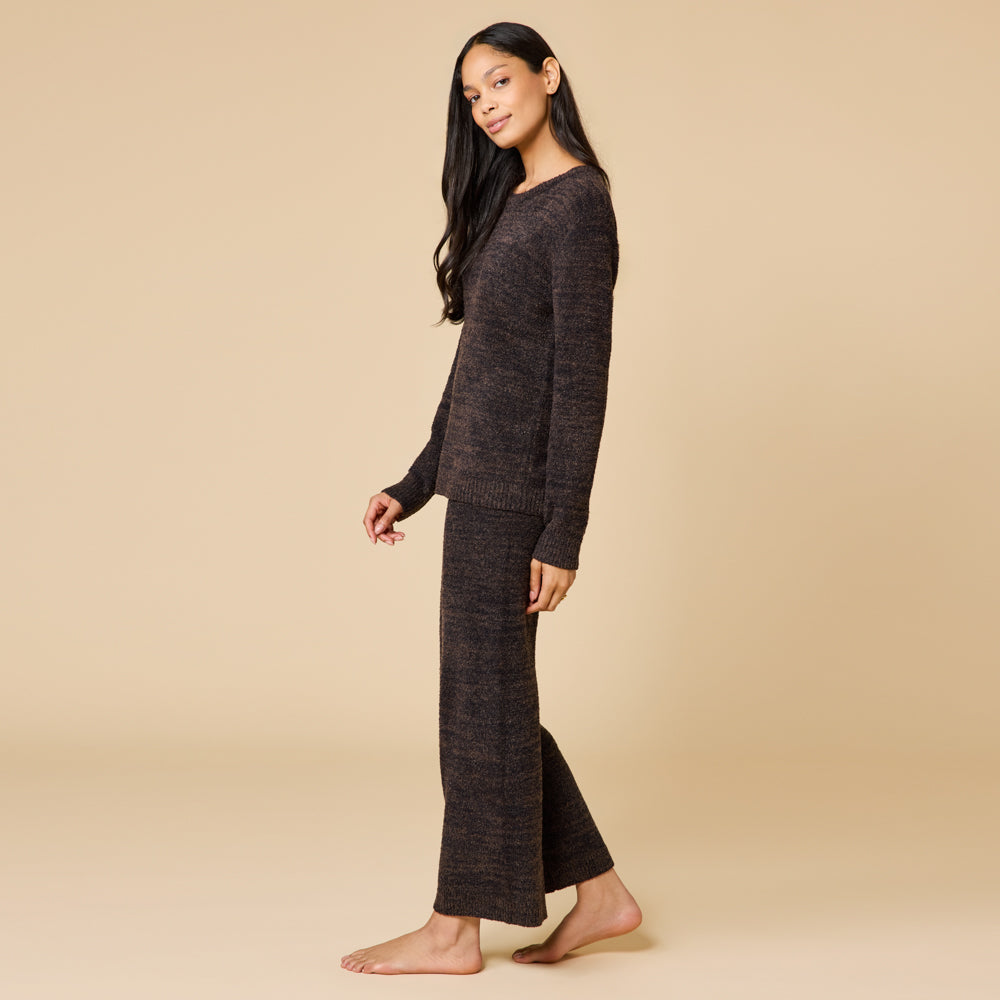 Marshmallow Crew Neck Lounge Set Dark Heather Espresso