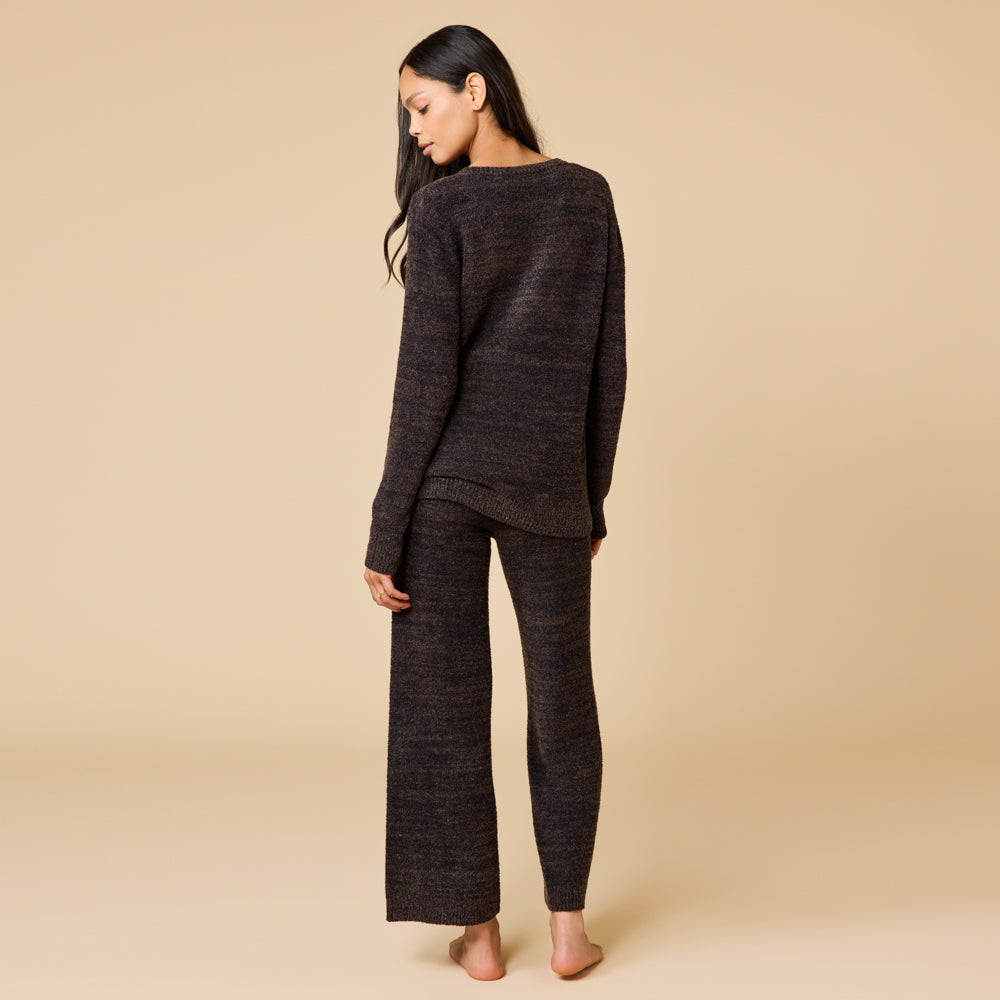 Marshmallow Crew Neck Lounge Set Dark Heather Espresso