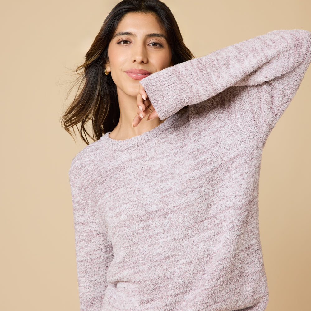 Marshmallow Crew Neck Lounge Set Heather Driftwood