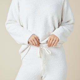 Solid Marshmallow Reverse Seam Crew Neck Lounge Set with Bracelet Sleeve Solid Marshmallow Reverse Seam Crew Neck Lounge Set with Bracelet Sleeve in Almond