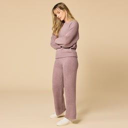 Solid Marshmallow Reverse Seam Crew Neck Lounge Set with Bracelet Sleeve Solid Marshmallow Reverse Seam Crew Neck Lounge Set with Bracelet Sleeve in Driftwood