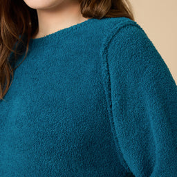 Solid Marshmallow Reverse Seam Crew Neck Lounge Set with Bracelet Sleeve Solid Marshmallow Reverse Seam Crew Neck Lounge Set with Bracelet Sleeve in Teal