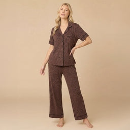 Wildly Soft Slim Notch Collar Capri PJ Set Aria Slim Notch Collar Capri PJ Set in Wild Espresso