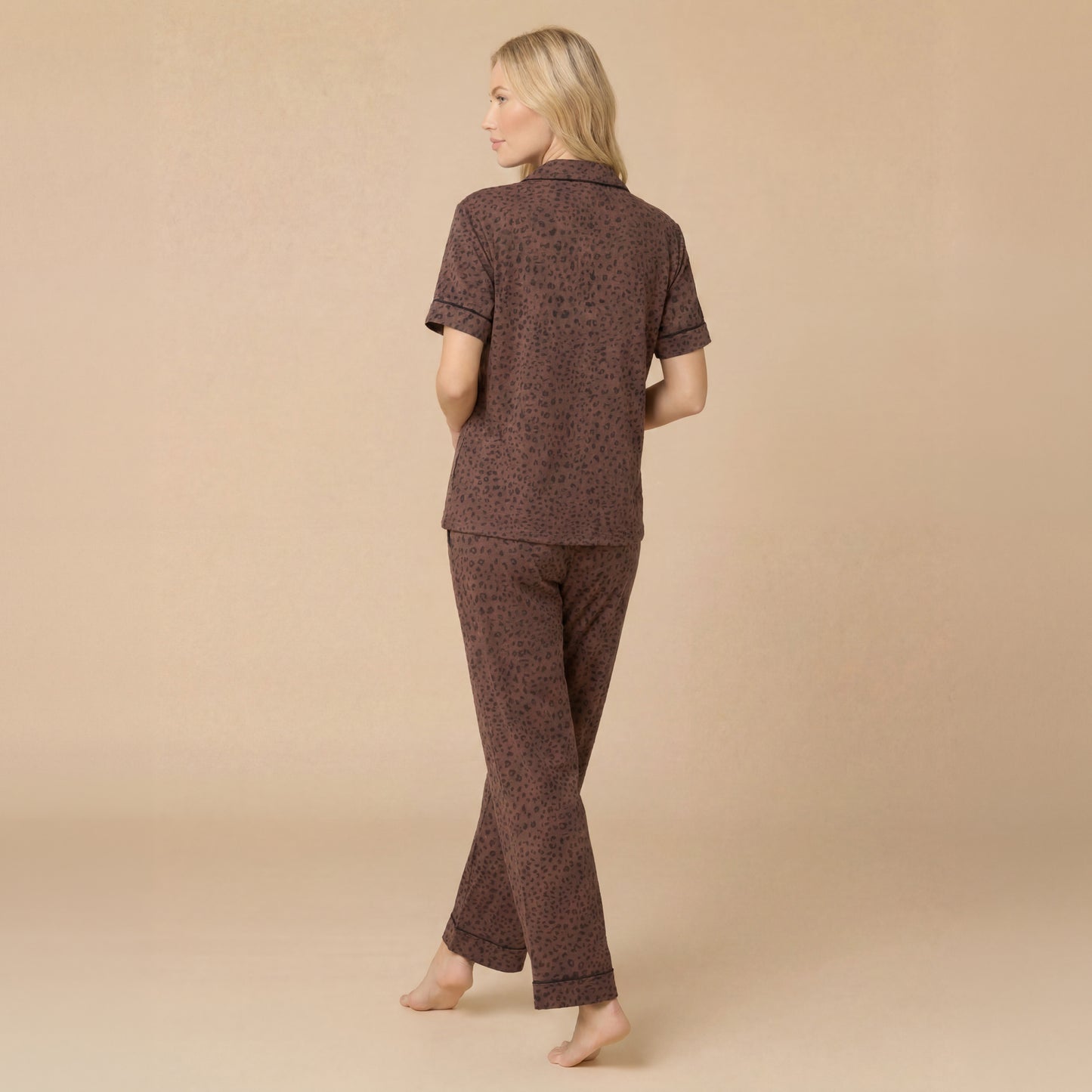 Aria Slim Notch Collar Capri PJ Set in Wild Espresso