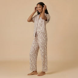 Wildly Soft Slim Notch Collar Capri PJ Set Aria Slim Notch Collar Capri PJ Set in Zebra Almond