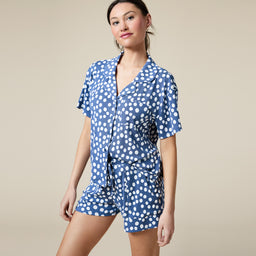 Caftan Top Short PJ Set Caftan Top Short PJ Set in Indigo Dot