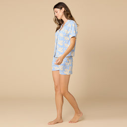 Caftan Top Short PJ Set Caftan Top Short PJ Set in Sky Blue Floral
