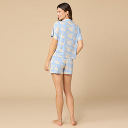 Caftan Top Short PJ Set Caftan Top Short PJ Set in Sky Blue Floral