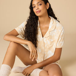 Caftan Top Short PJ Set Caftan Top Short PJ Set in Warm Sand Floral