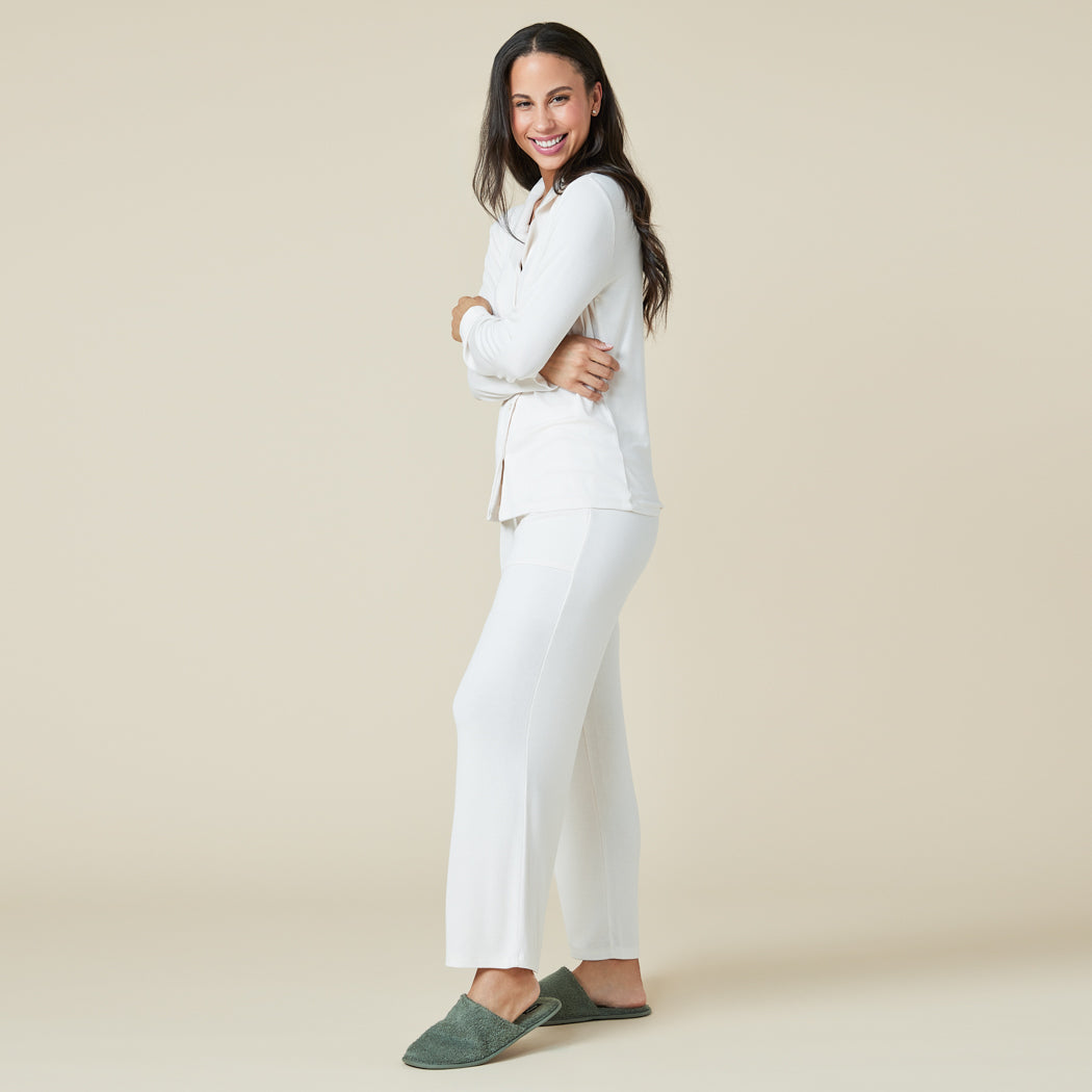 Aria - Slim Notch Collar PJ Set Aria - Slim Notch Collar PJ Set in Almond