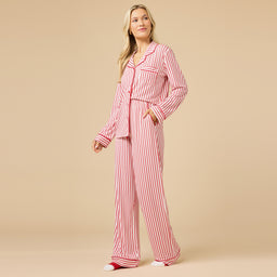 Holiday Stripe Soft Notch Collar PJ Set Holiday Stripe Soft Notch Collar PJ Set in Red Stripe