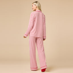 Holiday Stripe Soft Notch Collar PJ Set Holiday Stripe Soft Notch Collar PJ Set in Red Stripe