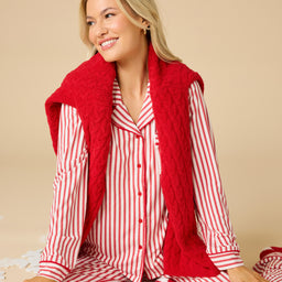 Holiday Stripe Soft Notch Collar PJ Set Holiday Stripe Soft Notch Collar PJ Set in Red Stripe