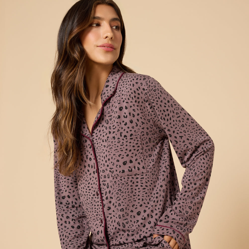 Aria - Slim Notch Collar PJ Set Aria - Slim Notch Collar PJ Set in Wild Driftwood