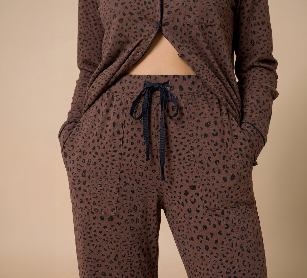 Aria - Slim Notch Collar PJ Set Aria - Slim Notch Collar PJ Set in Wild Espresso