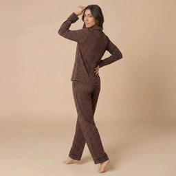 Aria - Slim Notch Collar PJ Set Aria - Slim Notch Collar PJ Set in Wild Espresso