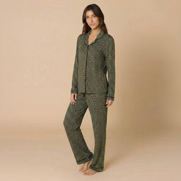 Aria - Slim Notch Collar PJ Set Aria - Slim Notch Collar PJ Set in Wild Olive