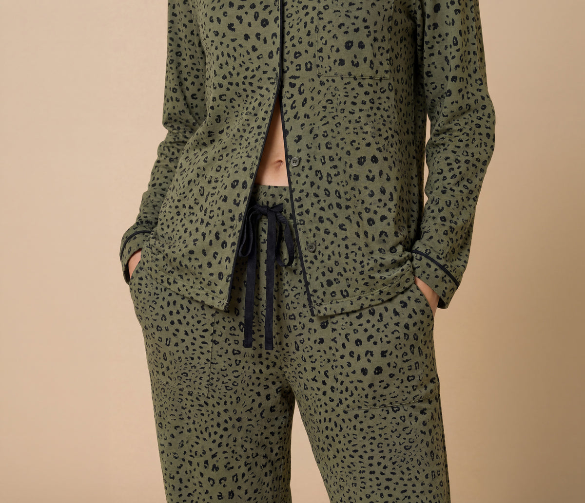 Aria - Slim Notch Collar PJ Set Aria - Slim Notch Collar PJ Set in Wild Olive