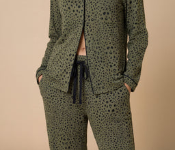 Aria - Slim Notch Collar PJ Set Aria - Slim Notch Collar PJ Set in Wild Olive